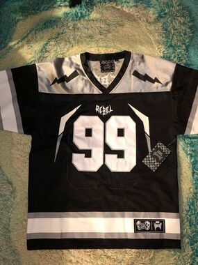NWT Rebel Vengeance numbered football jersey in black and white